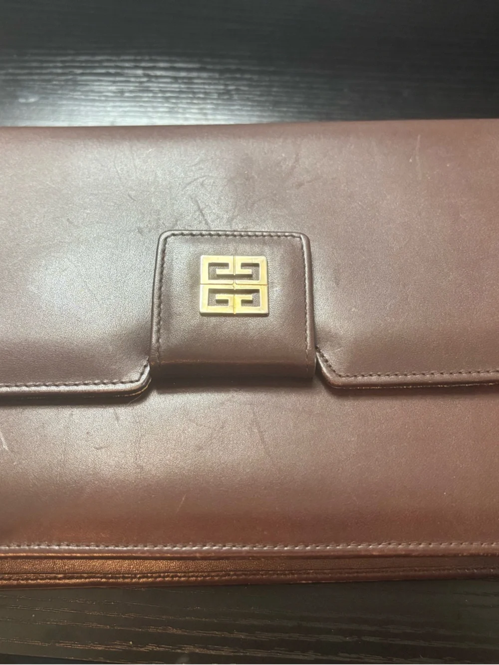 Authentic Vintage Givenchy 4G Leather Flap Bag - Brown - Good Exterior Condition